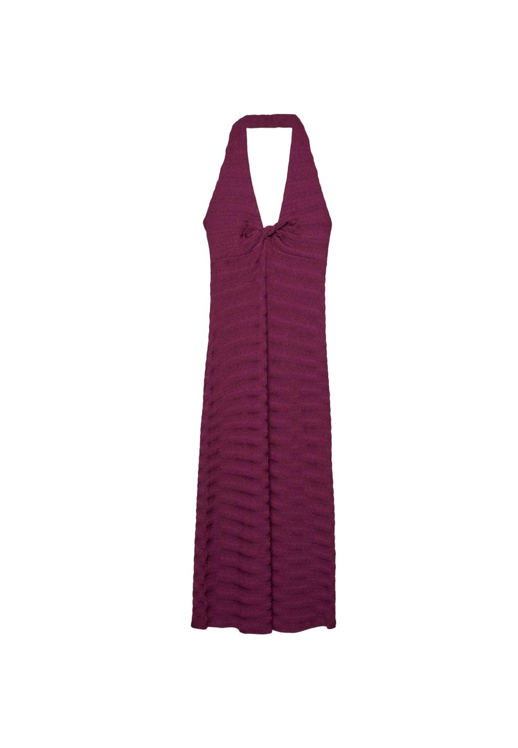 Midi-Kleid mit Neckholder-Textur