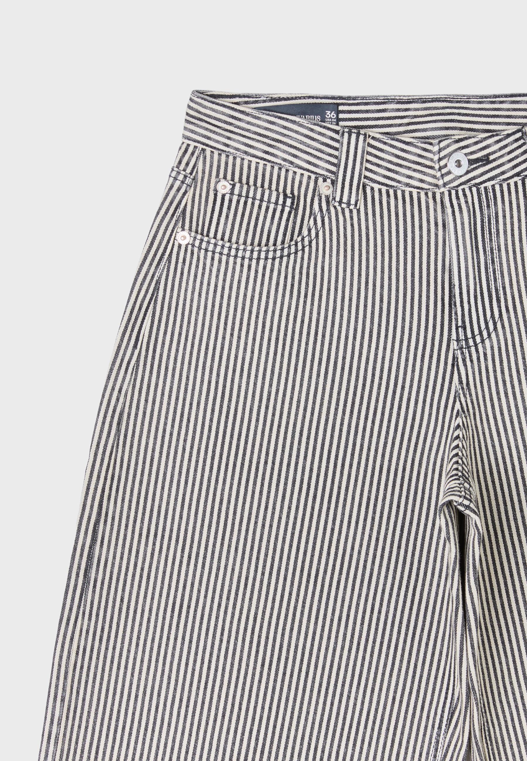 D80 striped barrel-leg jeans — Dark grey