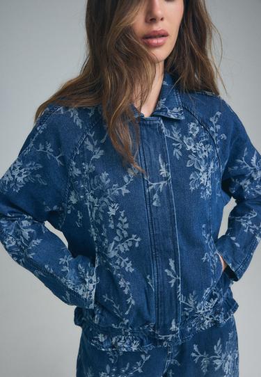 Floral jacquard jacket — MEDIUM BLUE DENIM 4