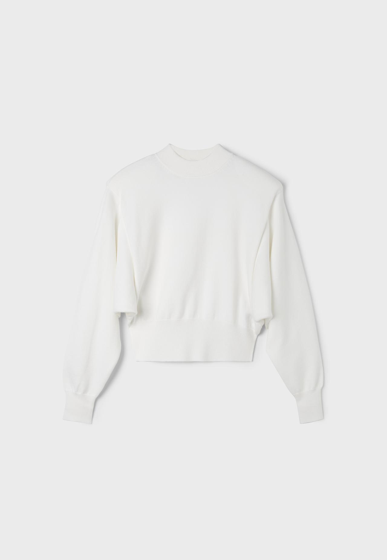 Padded shoulder knit jumper — Ecru