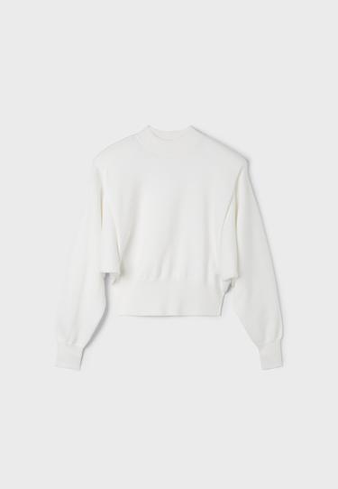 Padded shoulder knit jumper — Ecru 7
