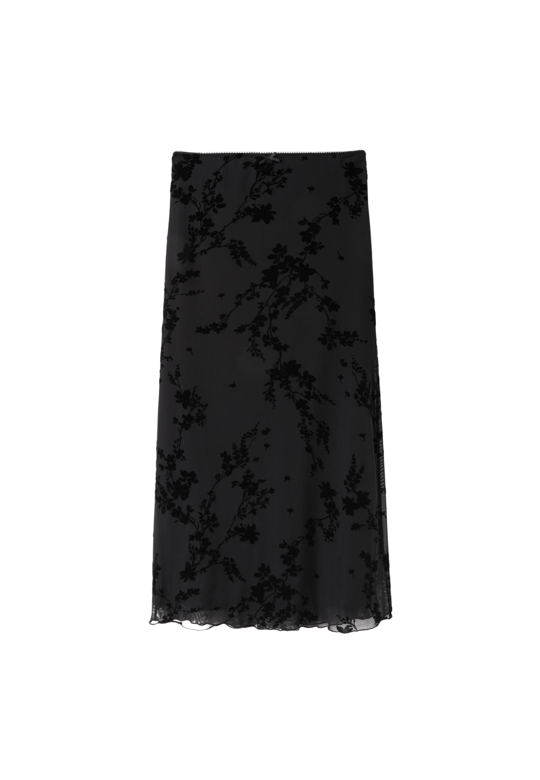 Straight tulle mini skirt — Black