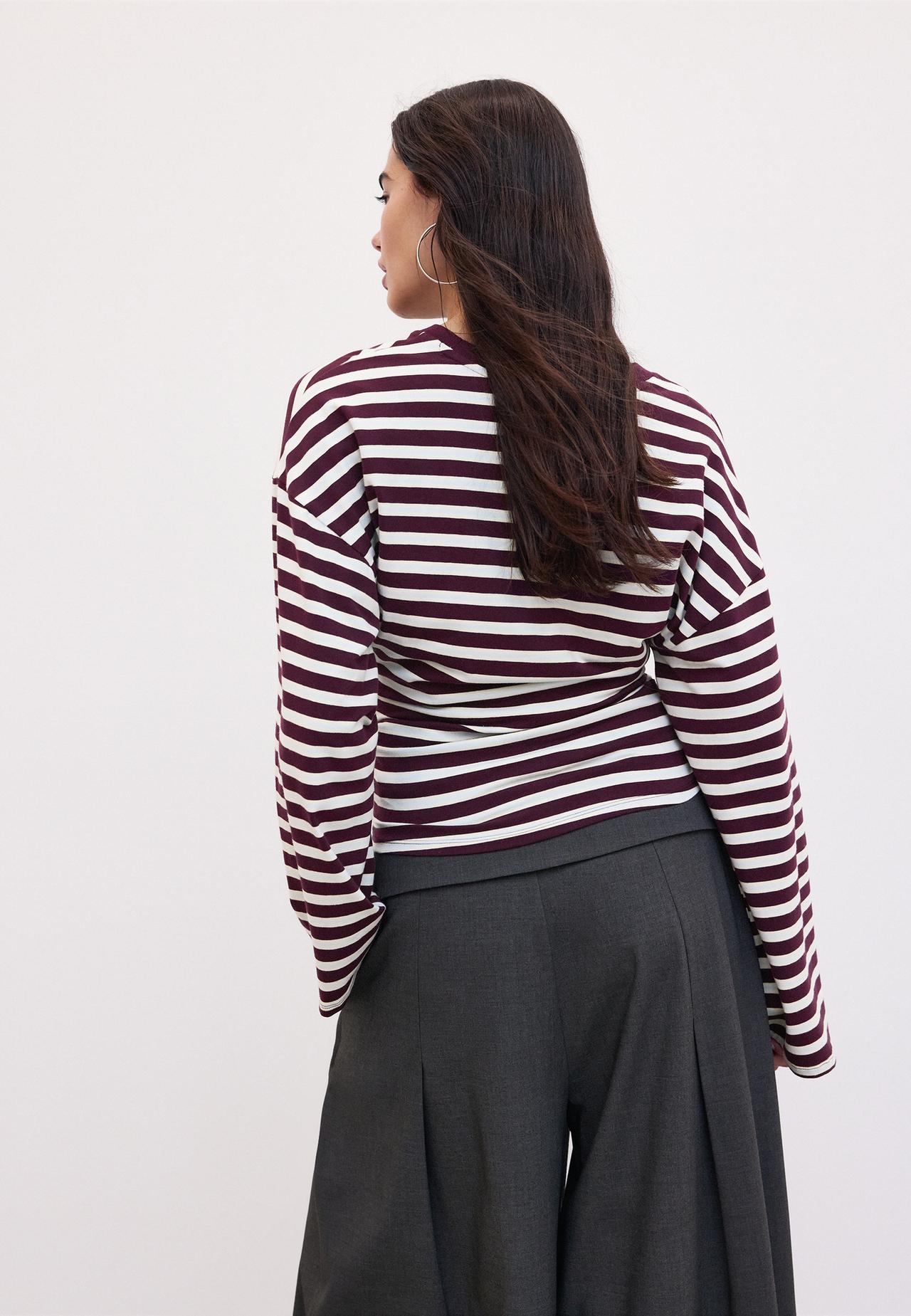 Striped long sleeve Japanese-style top — Dark purple