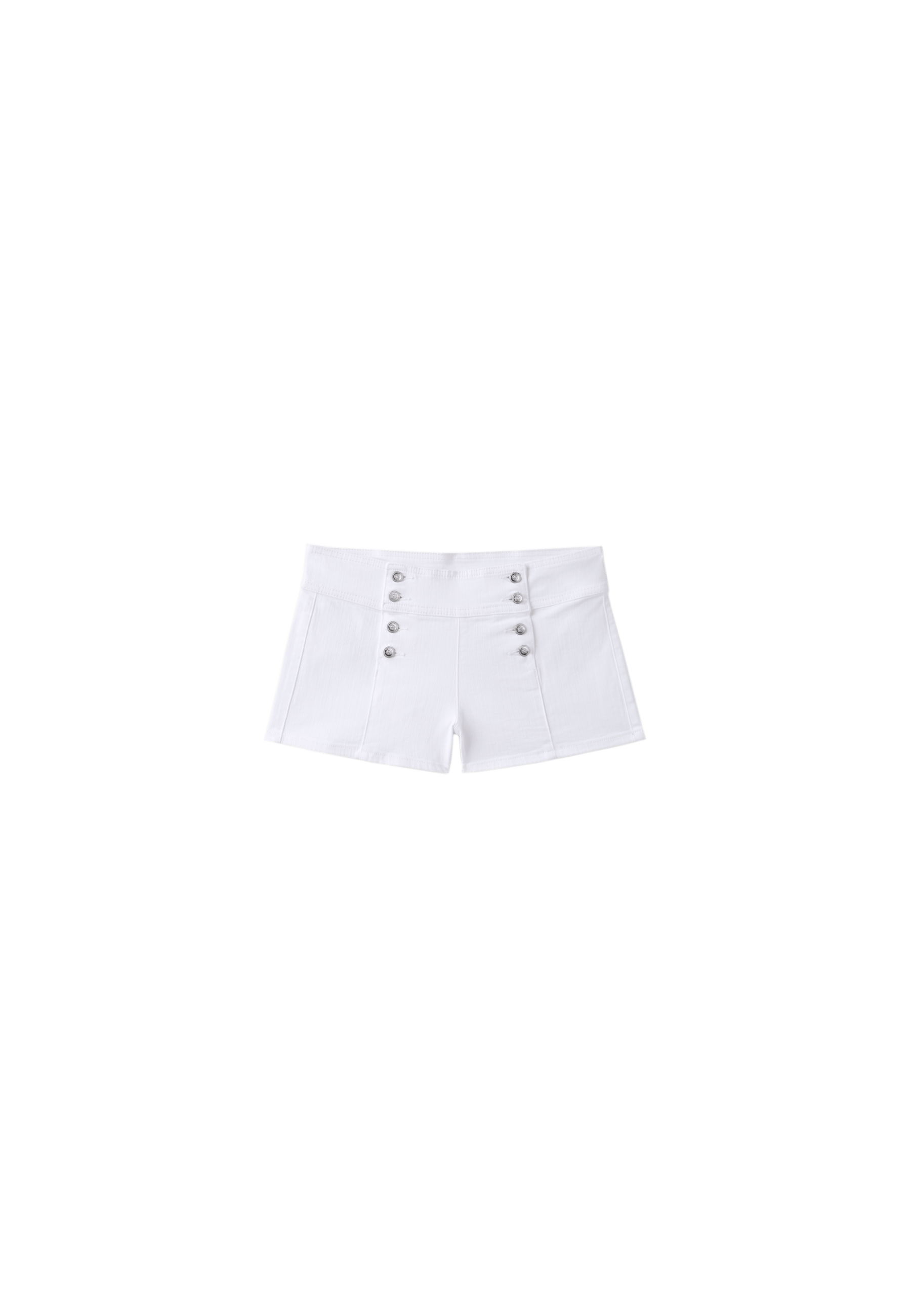 Button-detail denim shorts — White