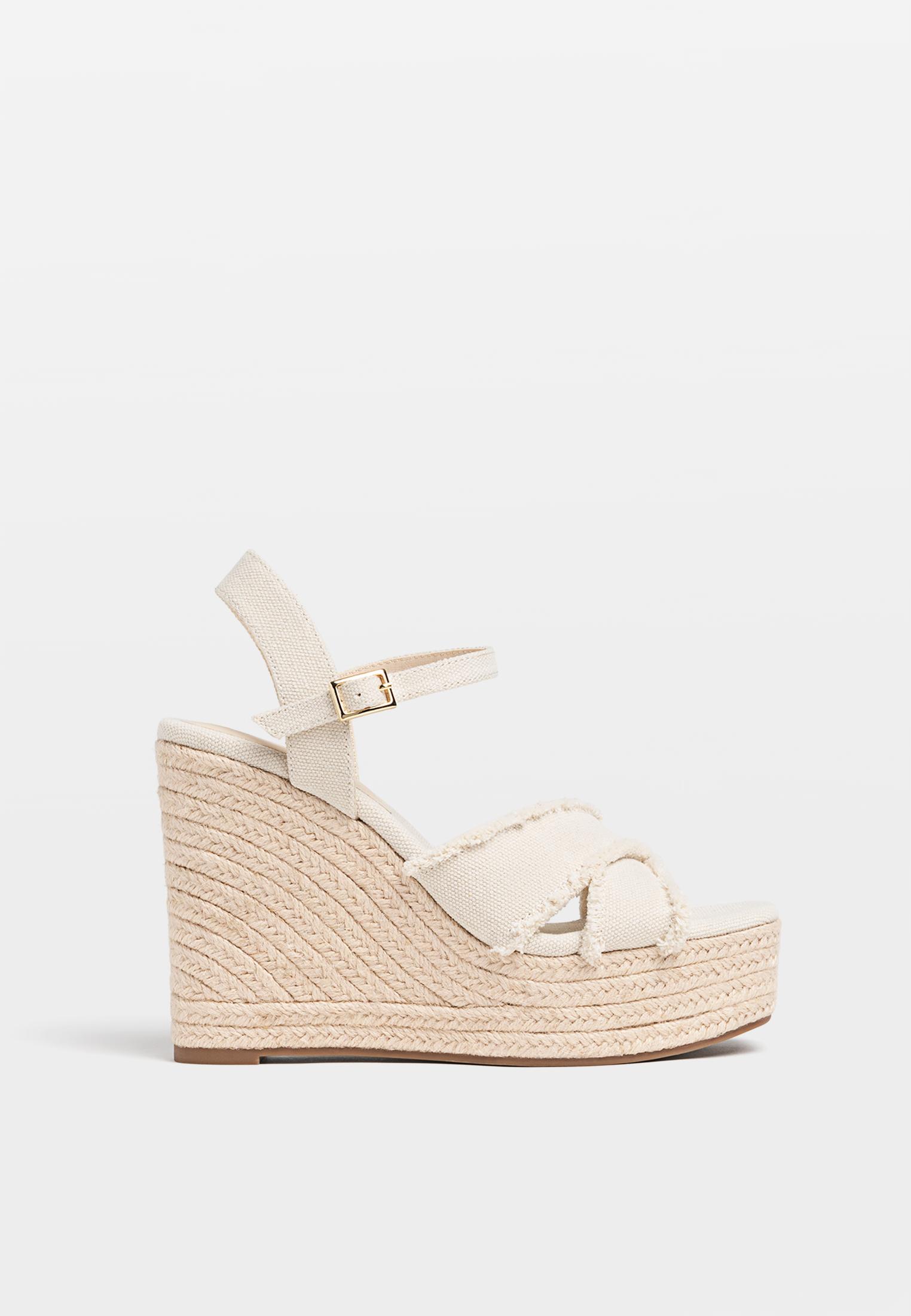 Sandales compensees en jute Mode femme Stradivarius Algerie