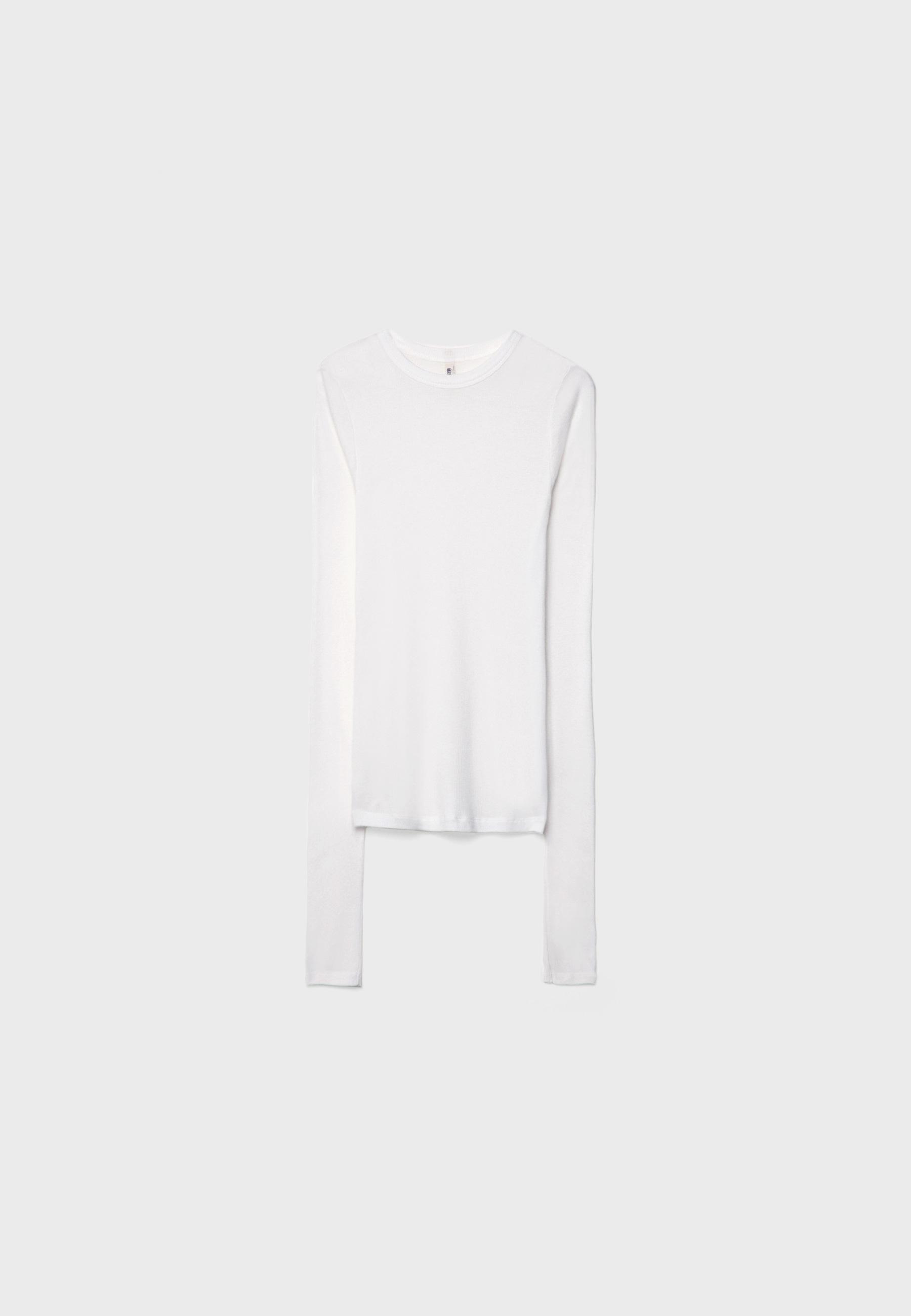 Ribbed long sleeve T-shirt — Ecru