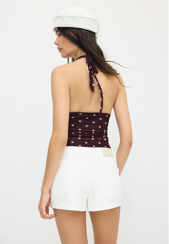 top halter red estampado lunares