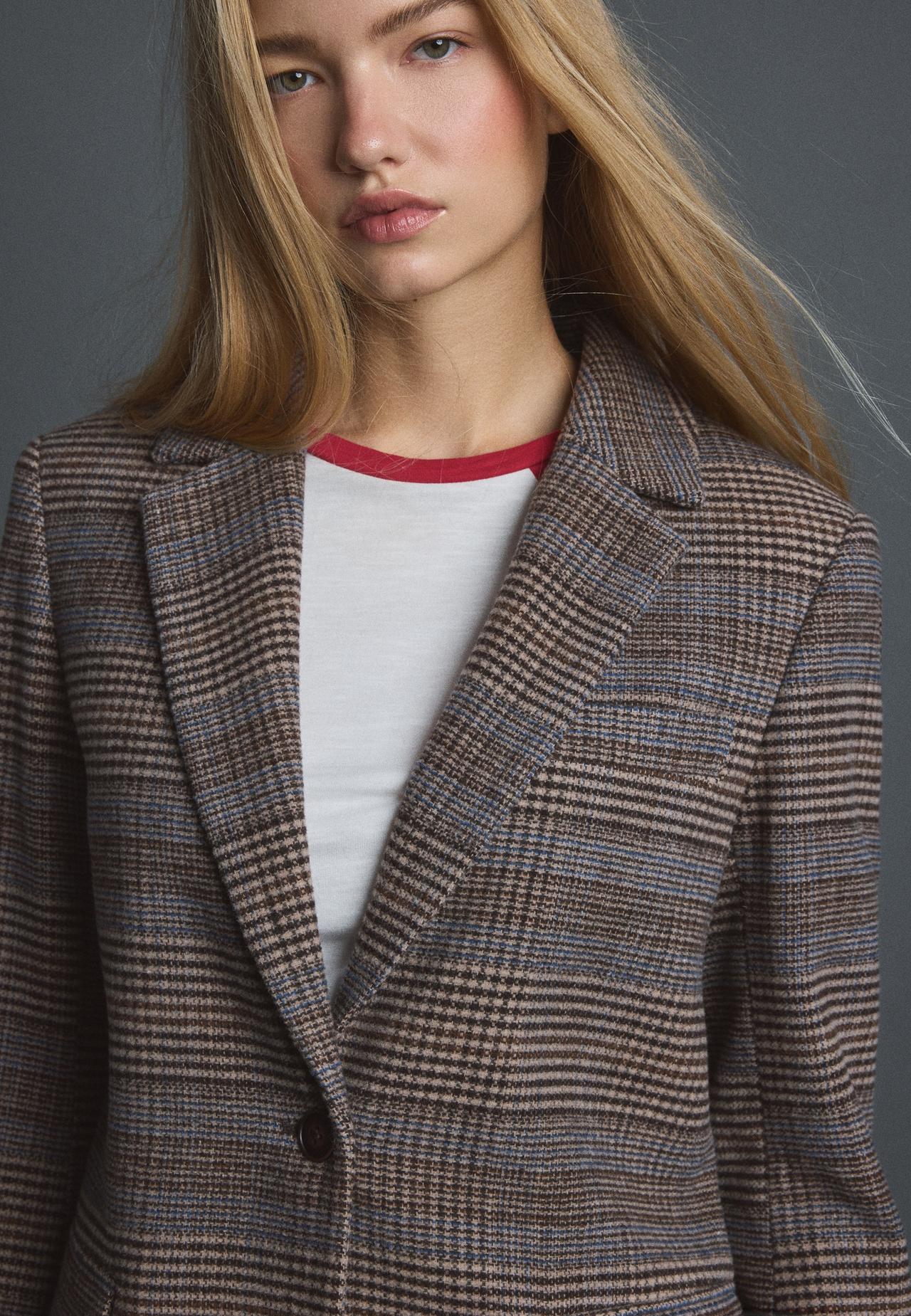 Basic wool-blend blazer — Brown
