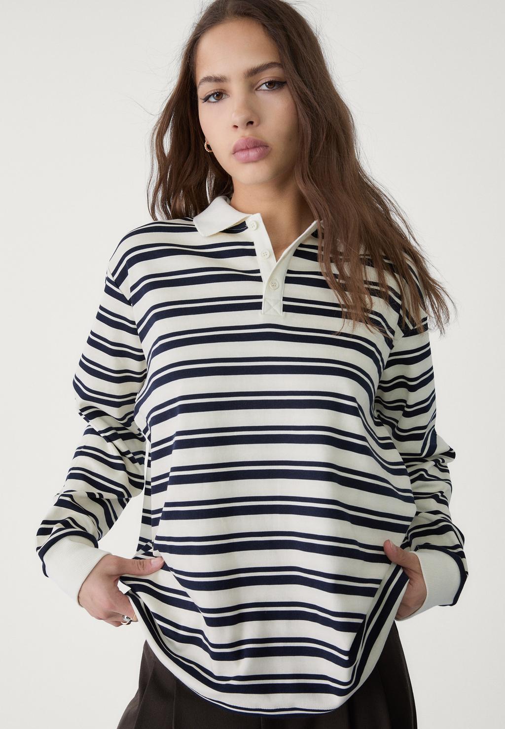 Striped oversize polo shirt