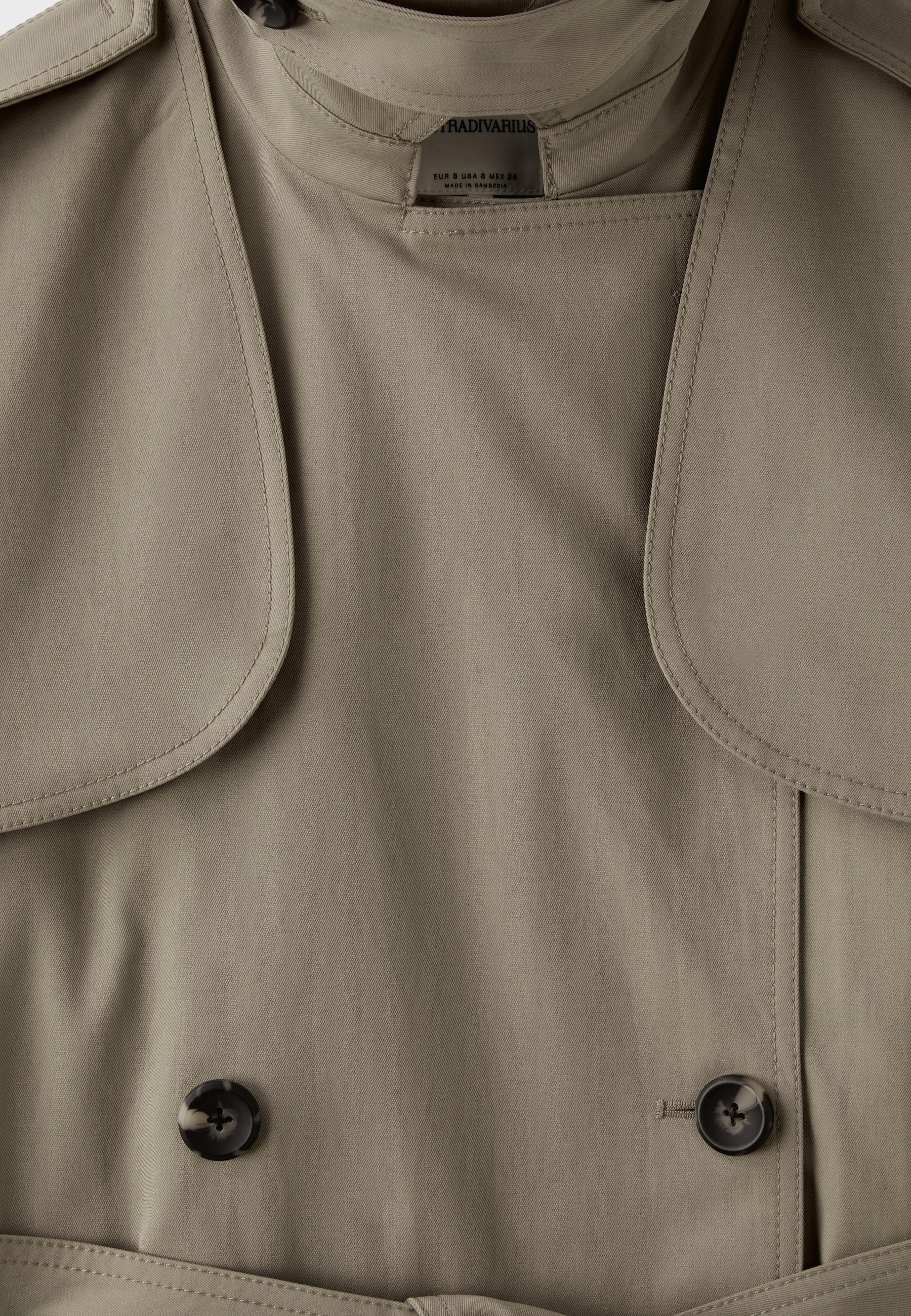 High-neck regular trench coat — Beige (alternate view)
