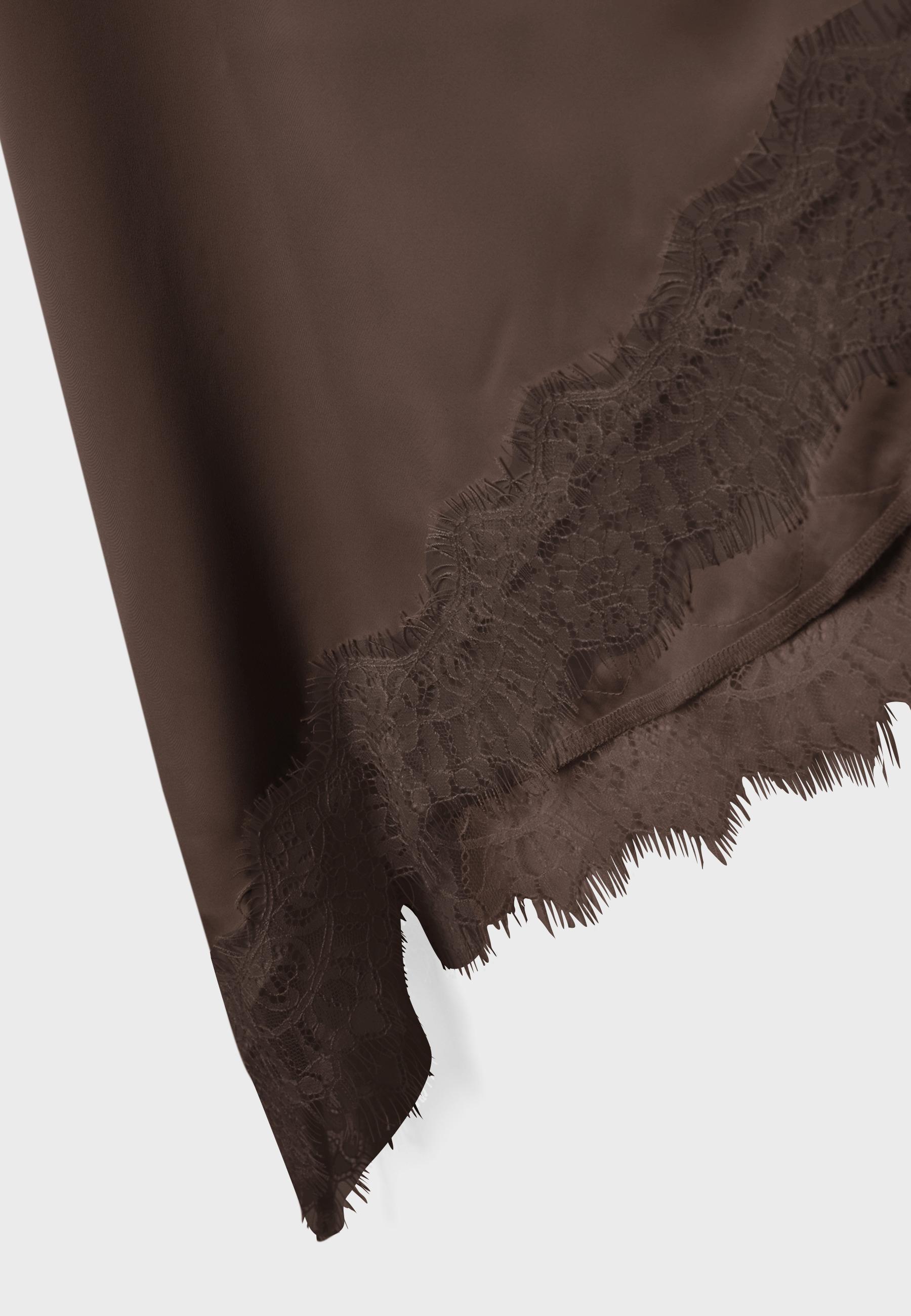 Satin asymmetric skirt — Brown