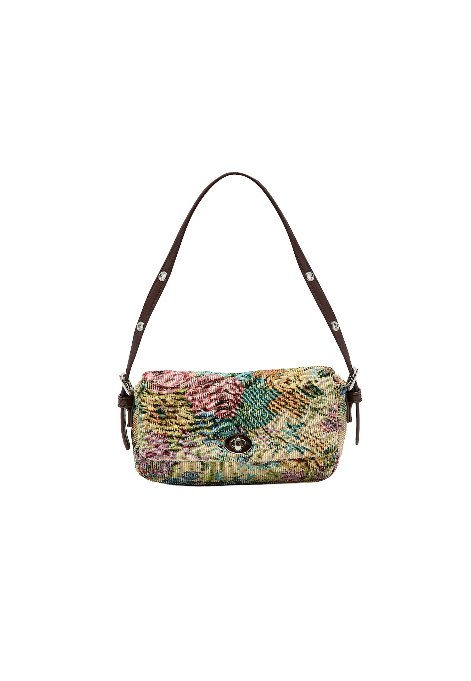 Mini floral print bag — Ecru