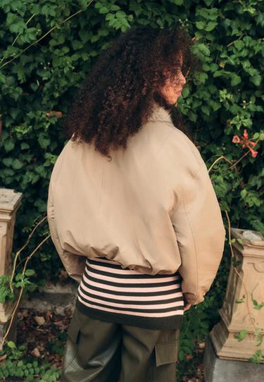 Padded jacket with faux fur collar — Beige 5