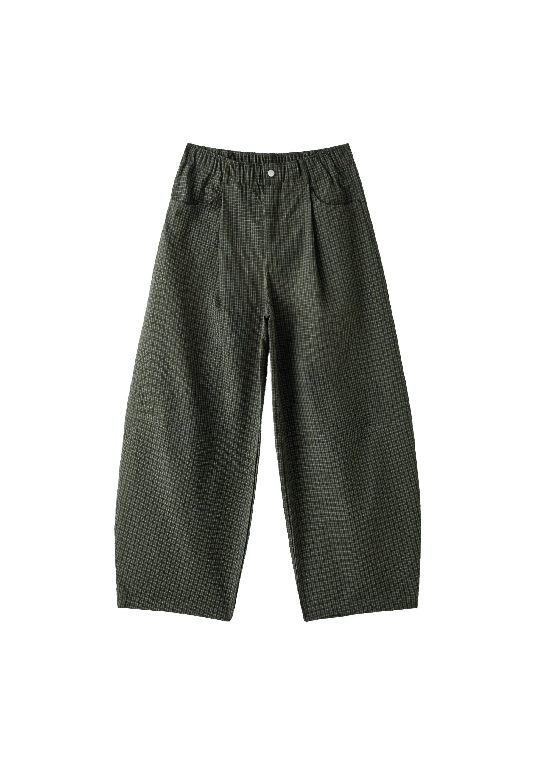 Check parachute trousers — Khaki