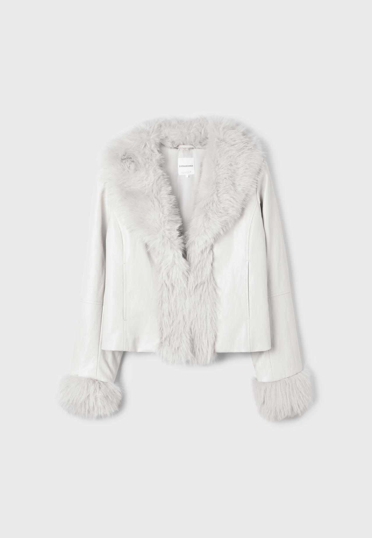 Faux fur collar jacket — Vanilla