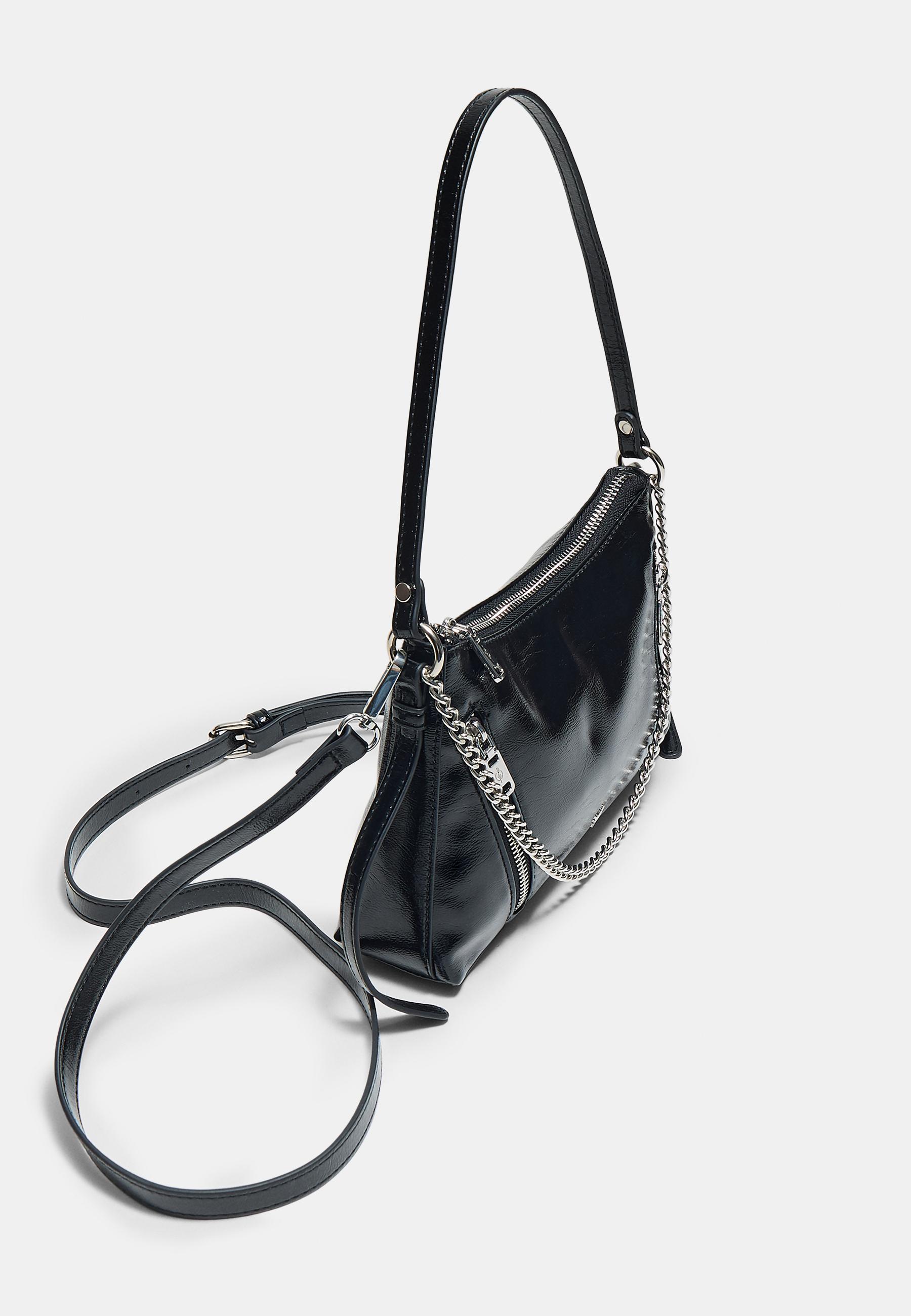 Mini chain shoulder bag — Black