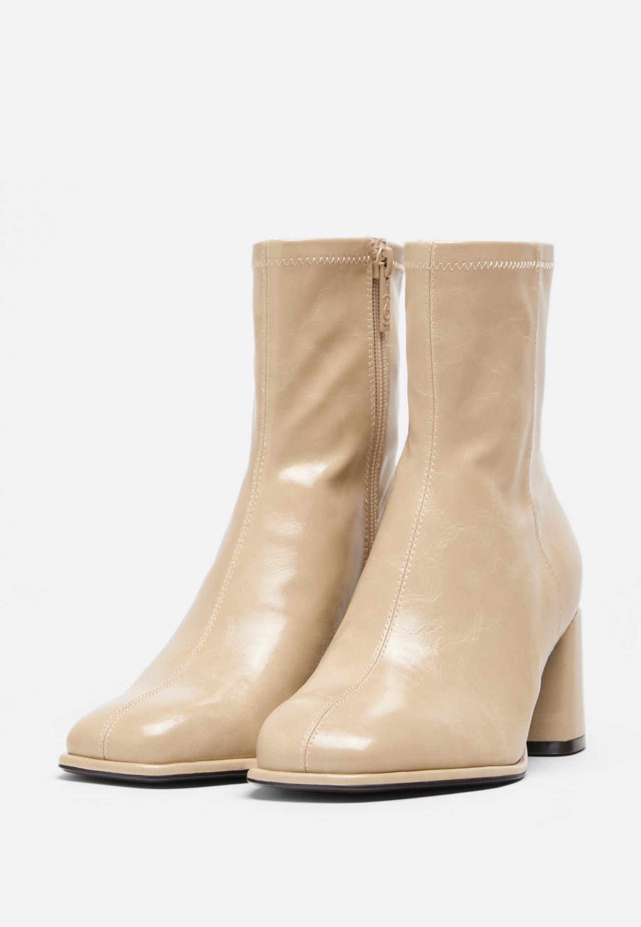 Block heel ankle boots — BEIGE