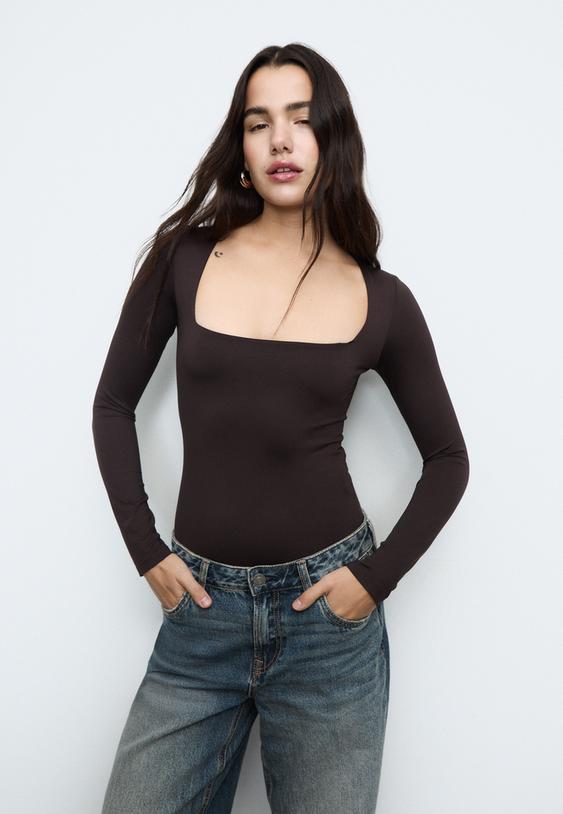 body poliamida escote cuadrado