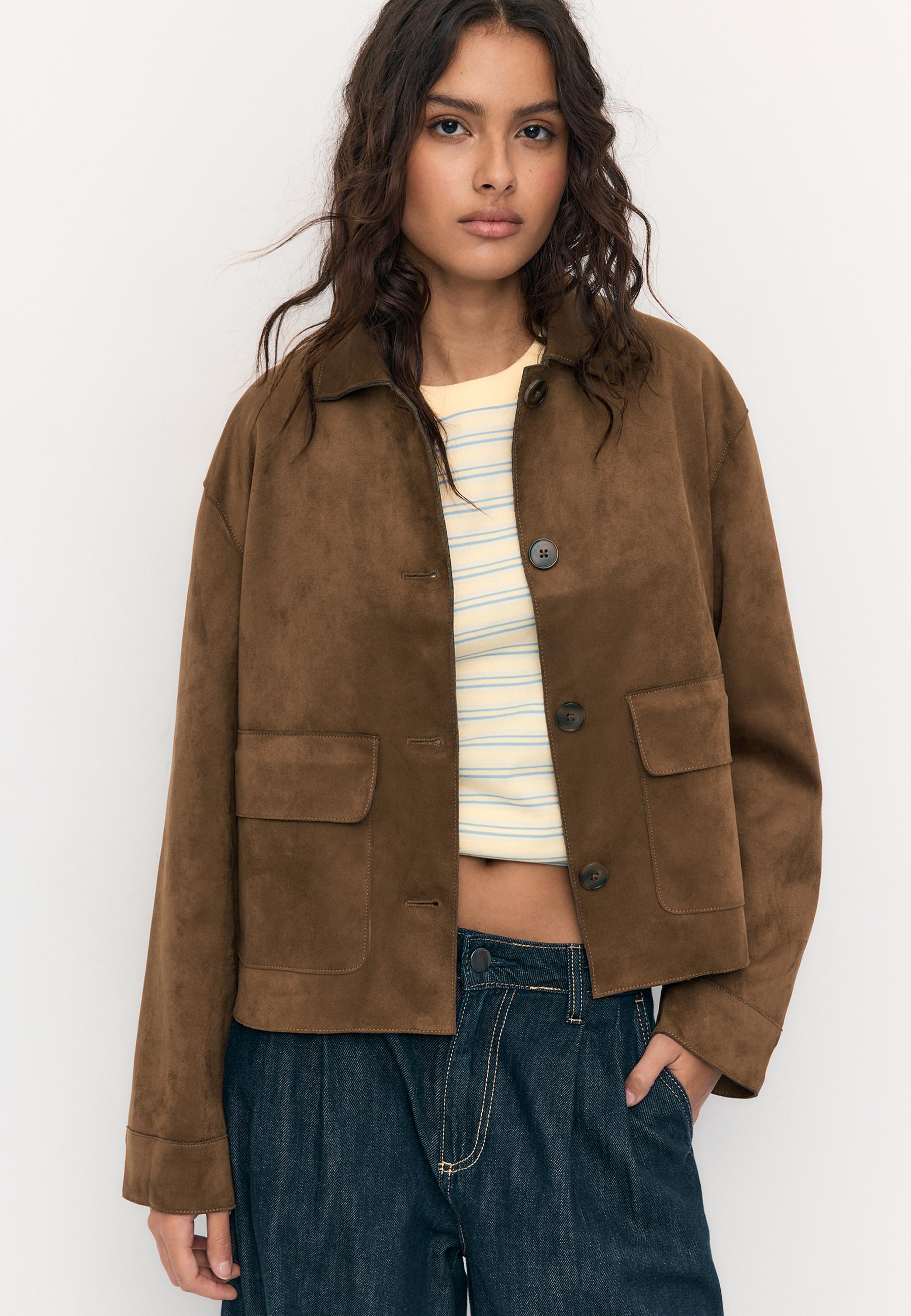 Suni süet cepli ceket - Görsel 2