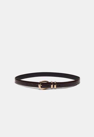 Basic leather effect shimmery belt — Brown 5