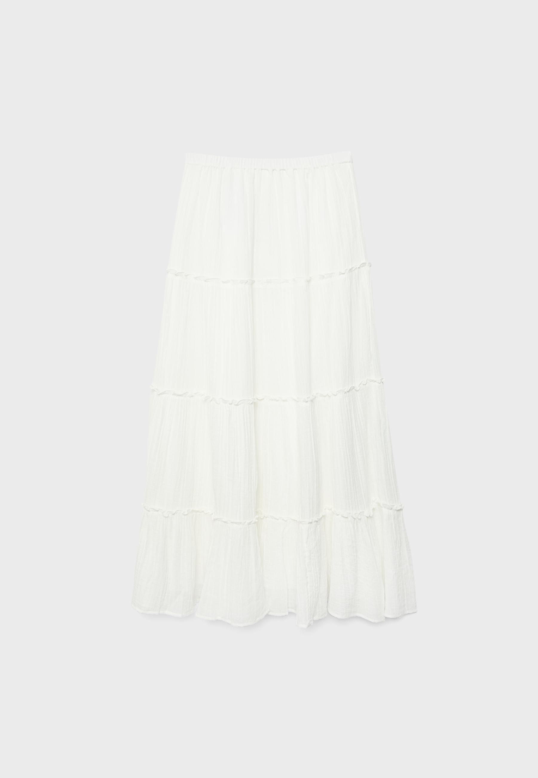 Long panelled skirt — White