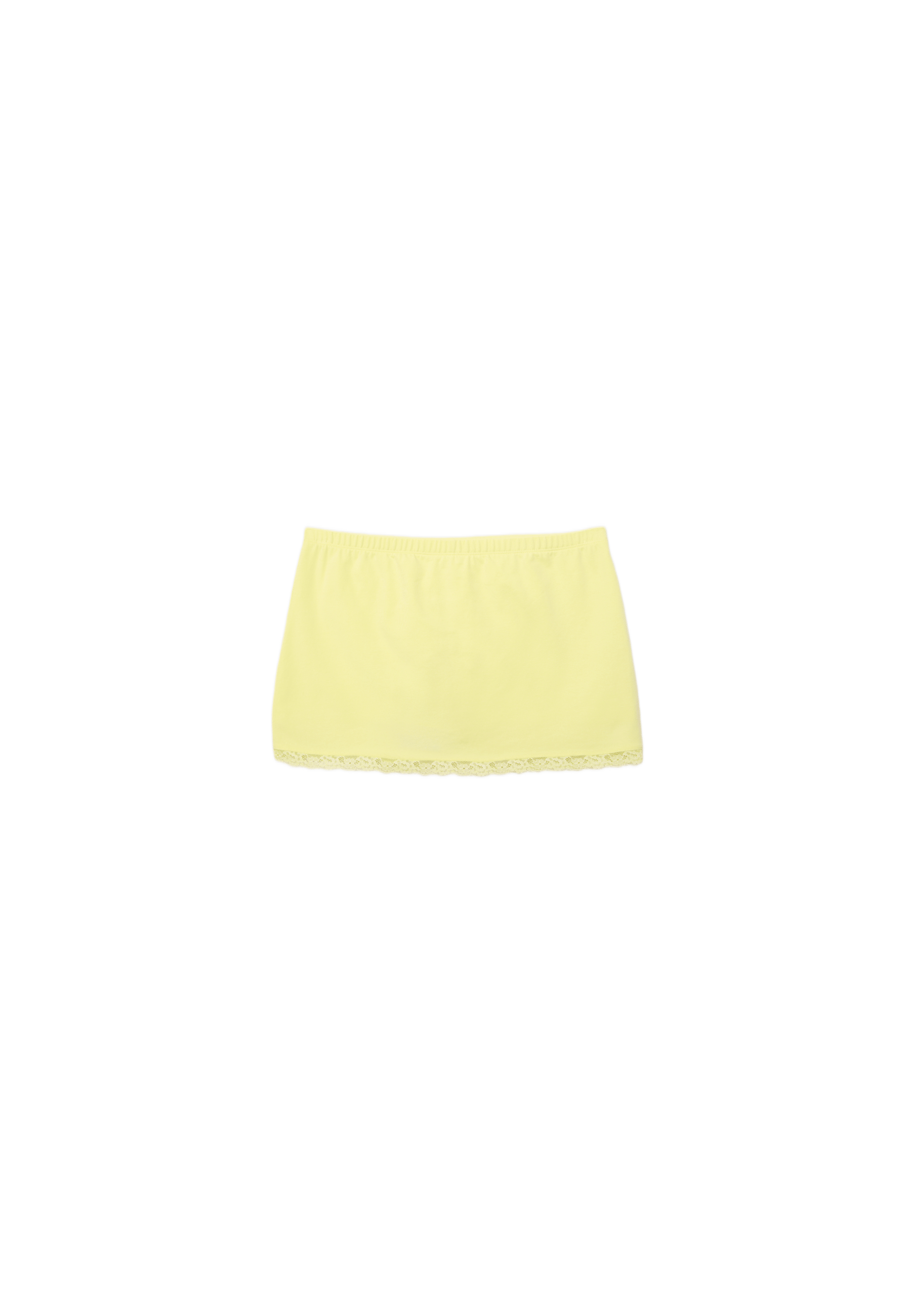 Lace trim mini skort — Pastel yellow