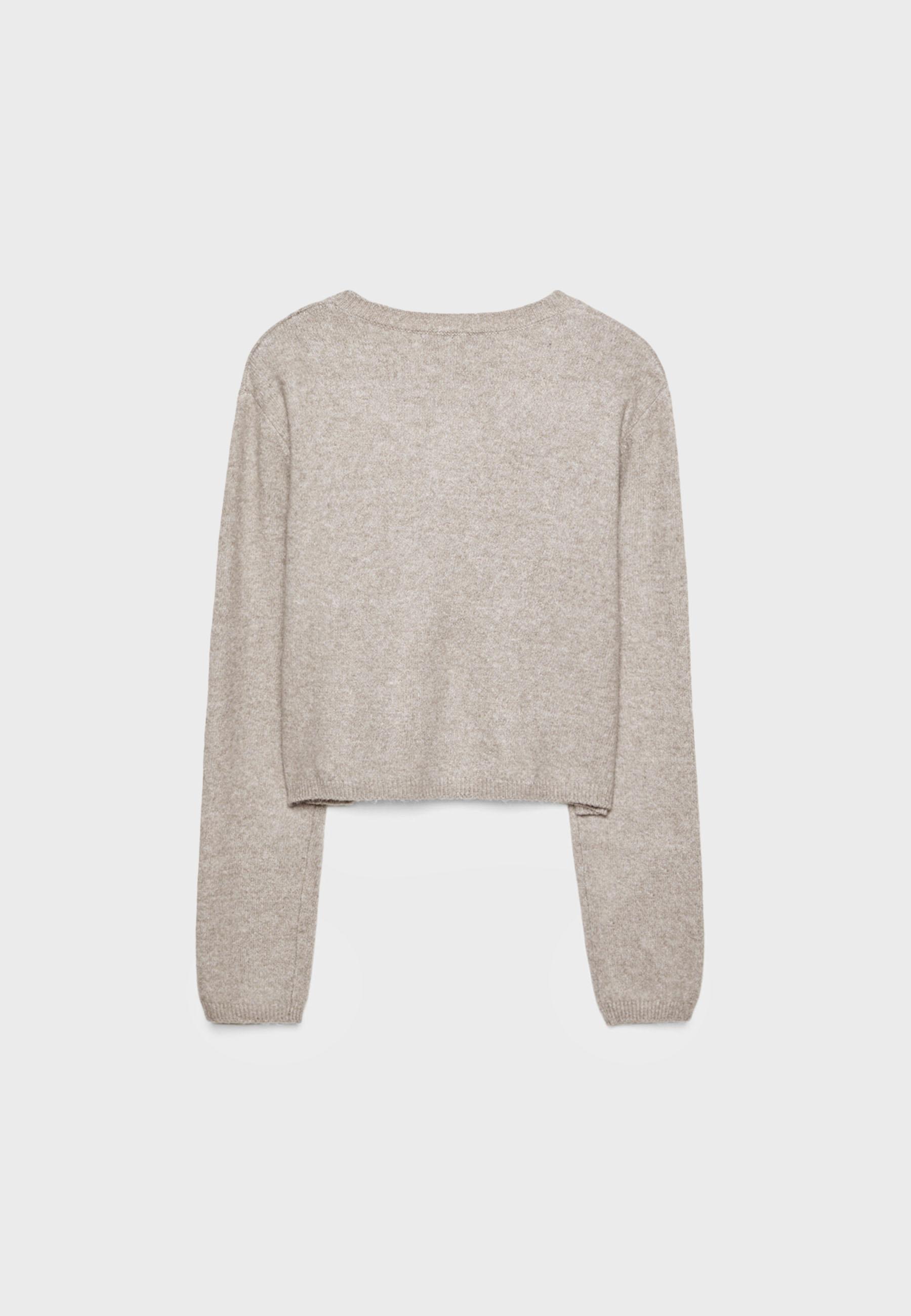 Soft-touch button-up knit cardigan — Stone