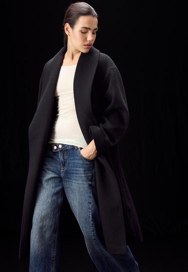 Long felt belted coat — Black 7