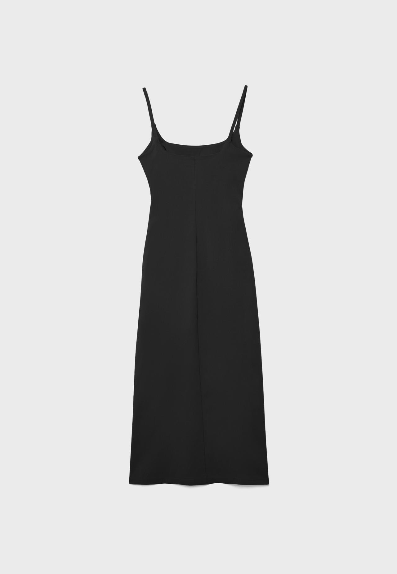Bengaline midi dress with square neckline — Black