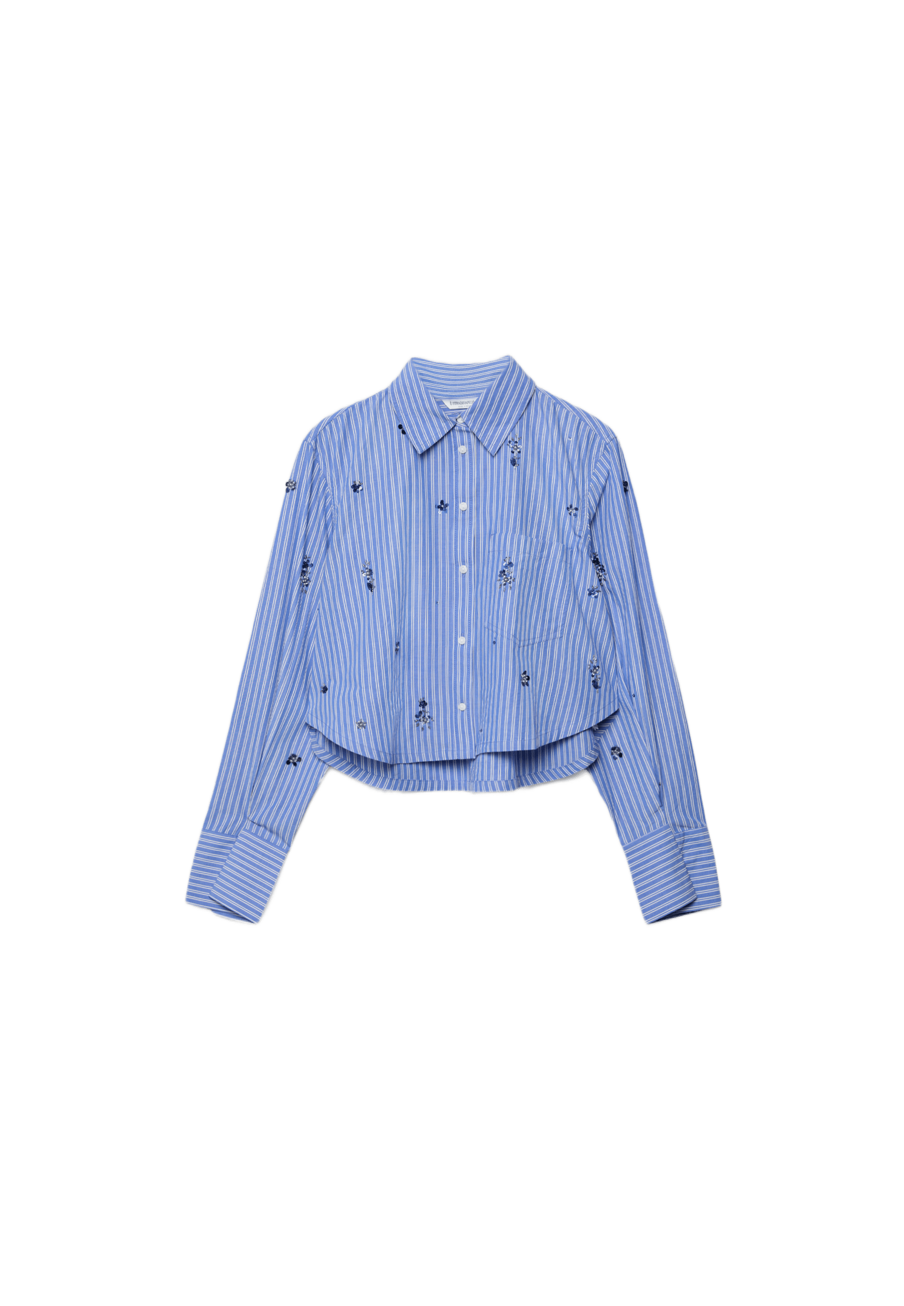 Cropped shirt with rhinestones — Blue