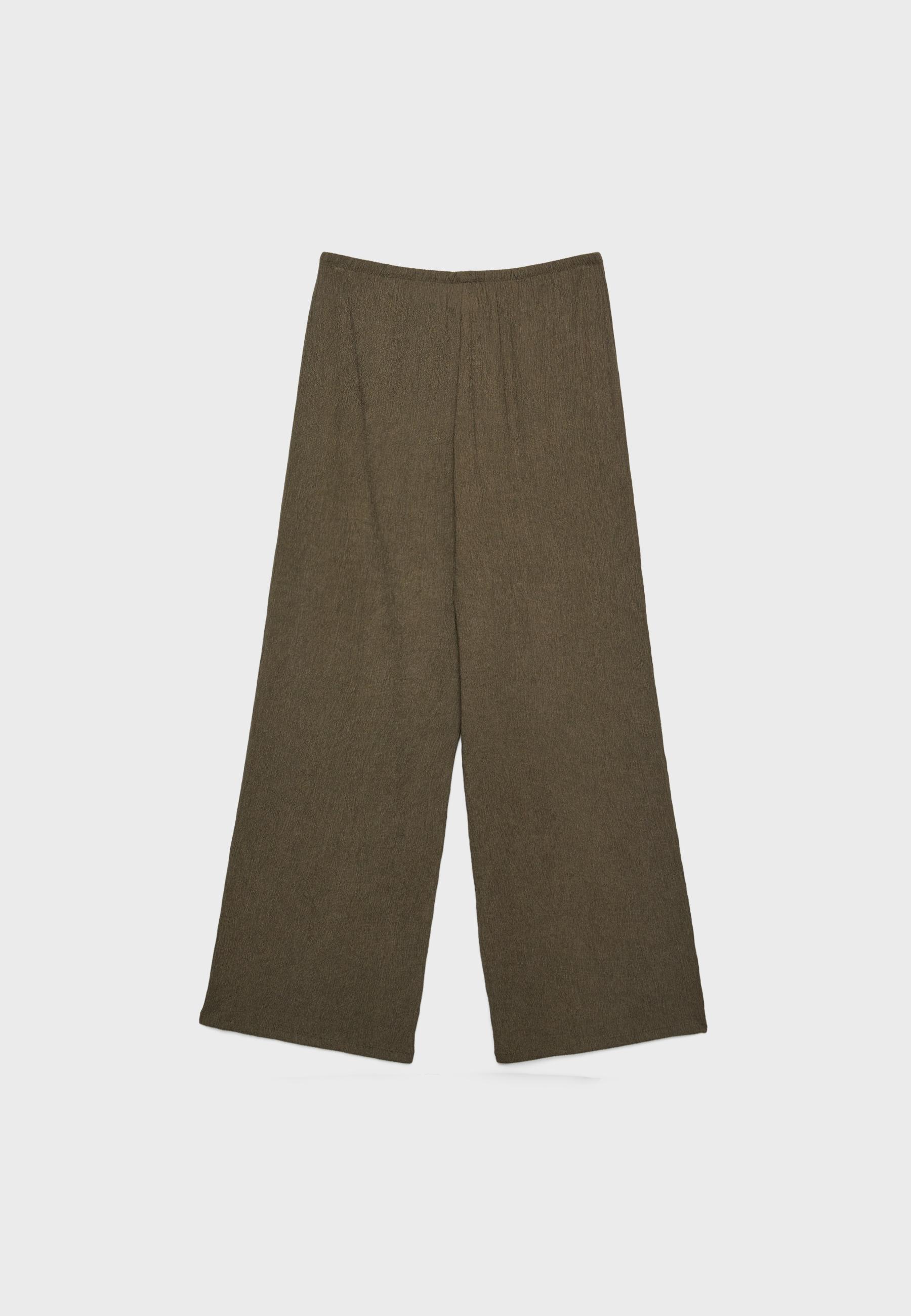 Kırışık görünümlü straight fit pantolon - Görsel 7