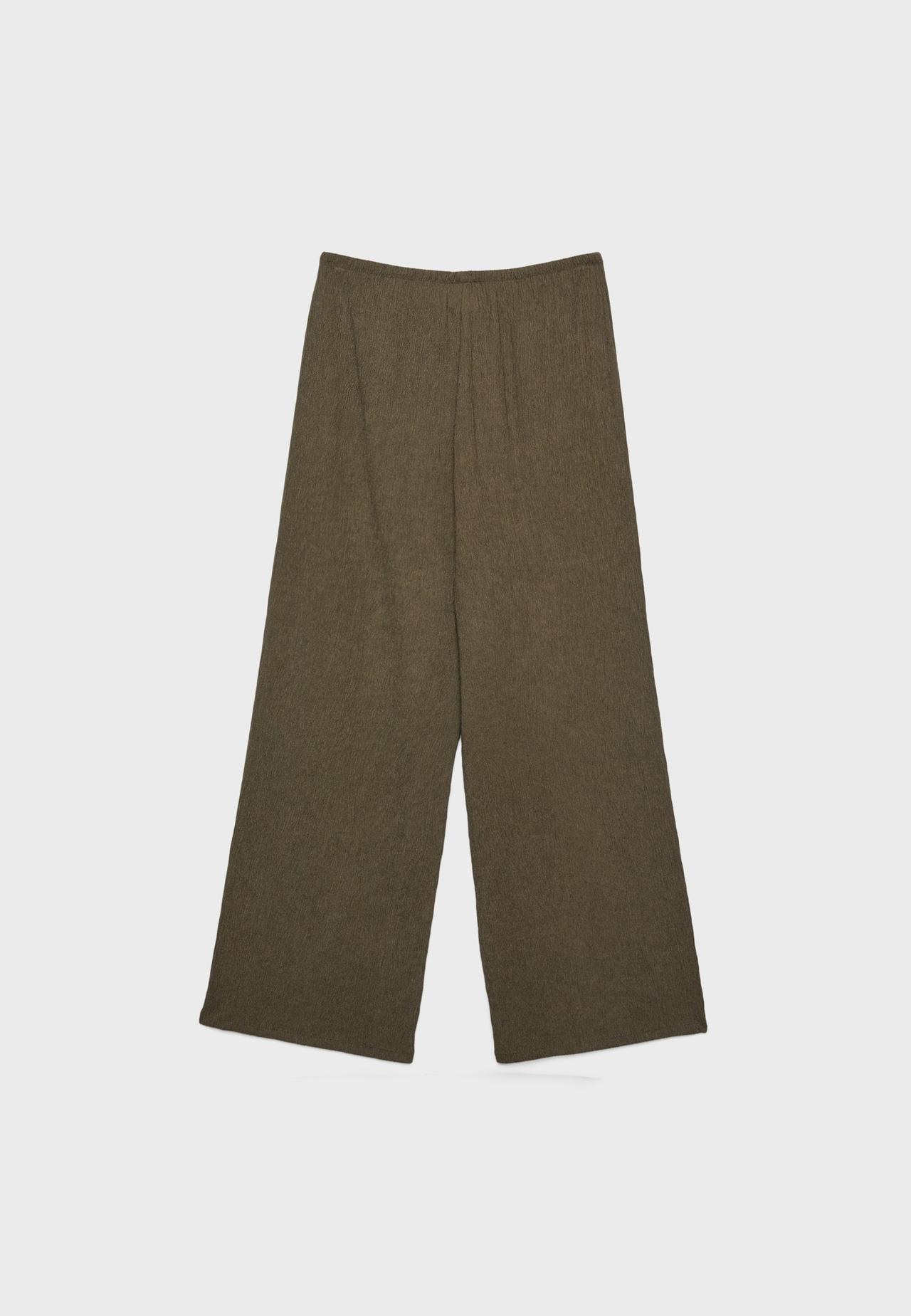 Creased-effect straight trousers — Khaki