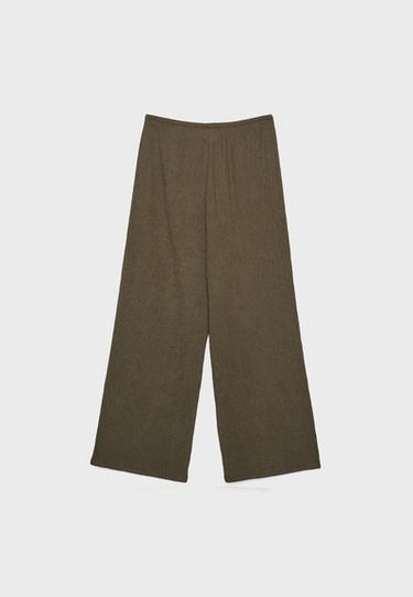 Creased-effect straight trousers — Khaki 8