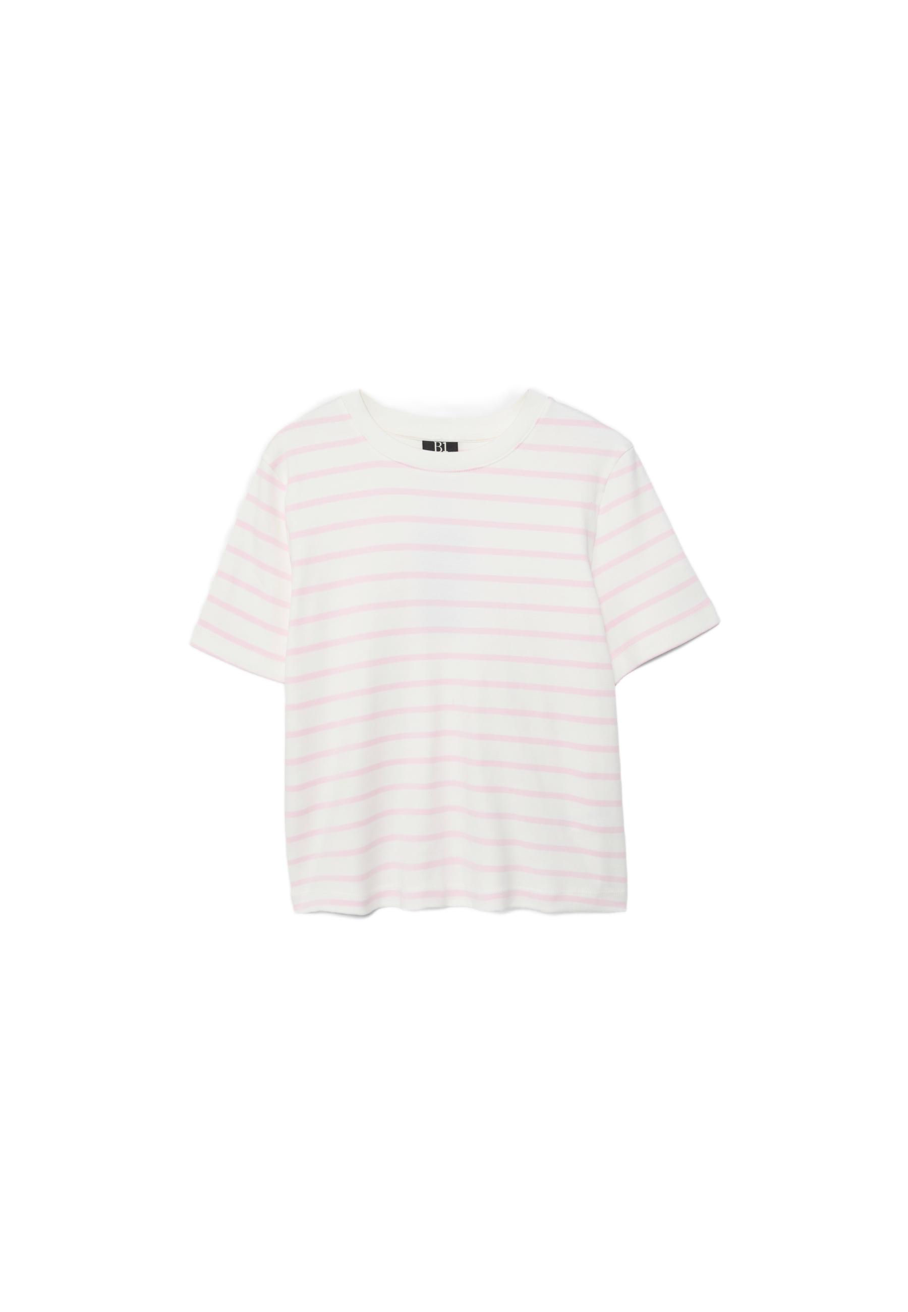 Basic heavy weight striped regular fit T-shirt — Salmon pink