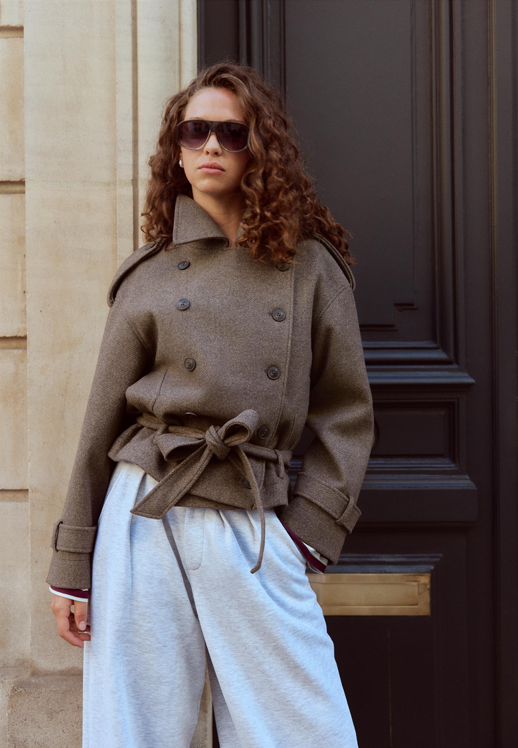 Stradivarius Trench Oversize Με Απαλή Υφή Καφέ S