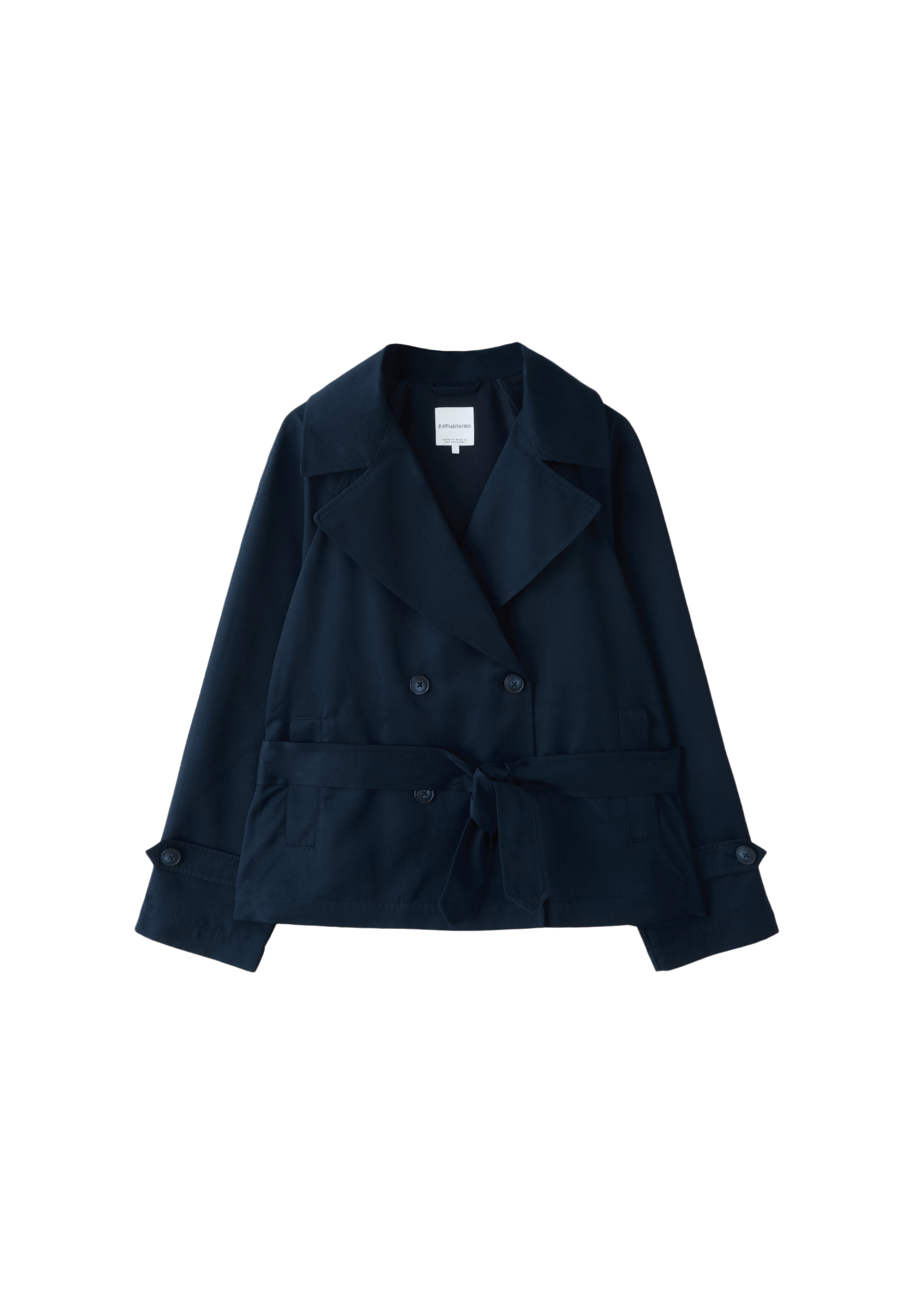 Short flowing belted trench coat — Blue