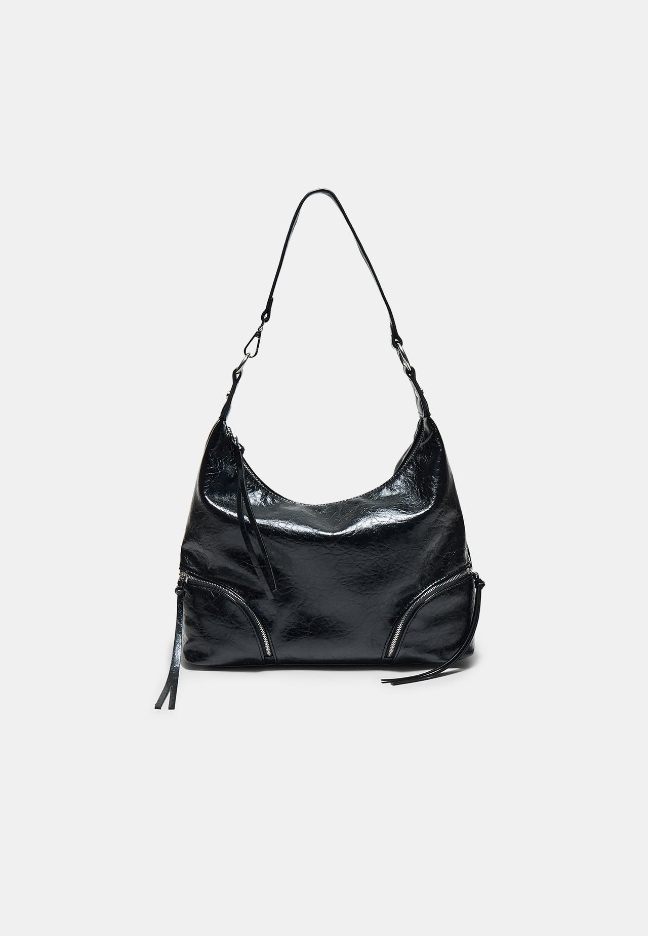 Shoulder bag with zips — Black