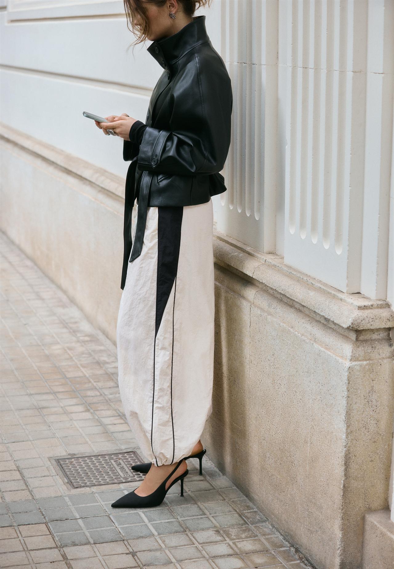 Contrast jogger trousers — Ecru