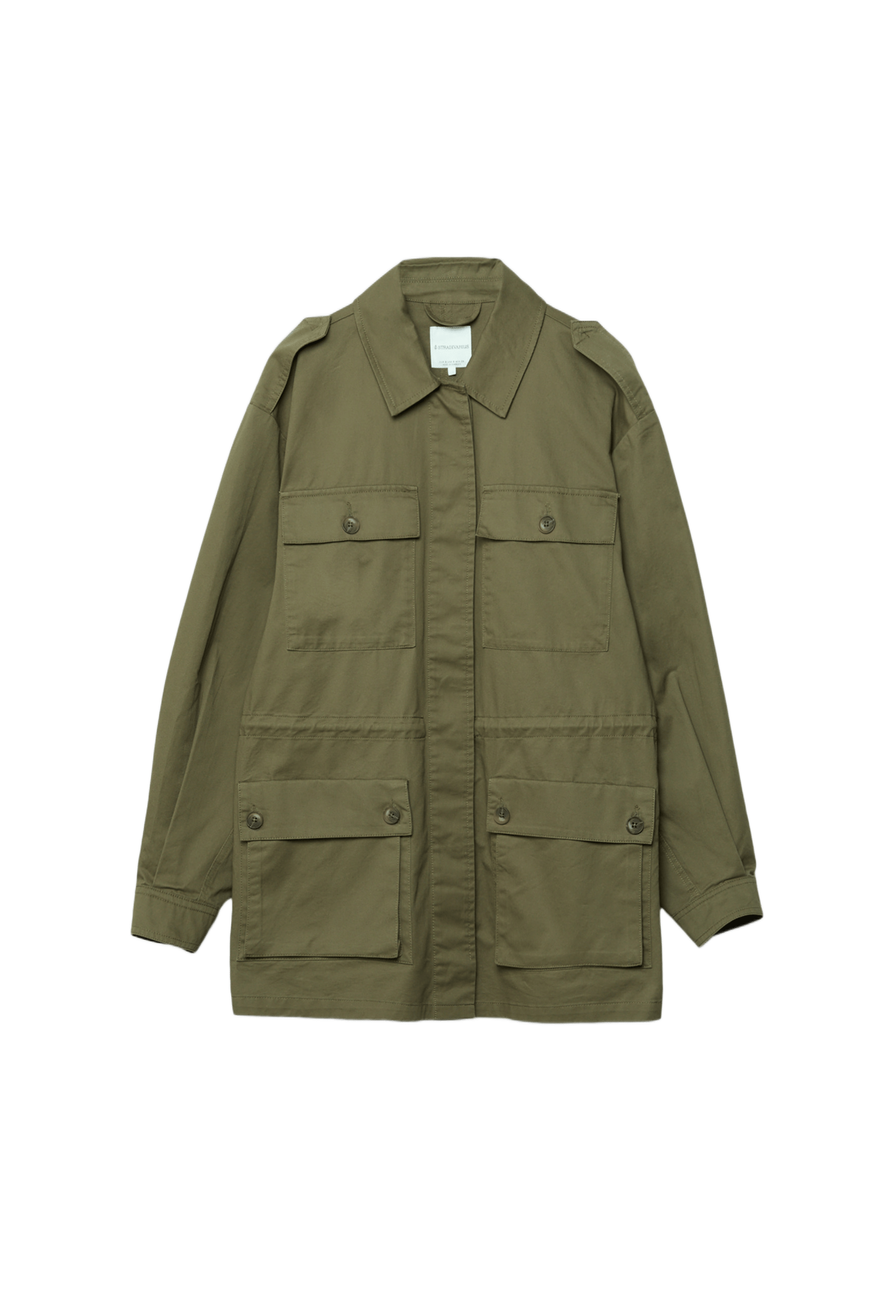 Cotton parka with pockets — Olive green