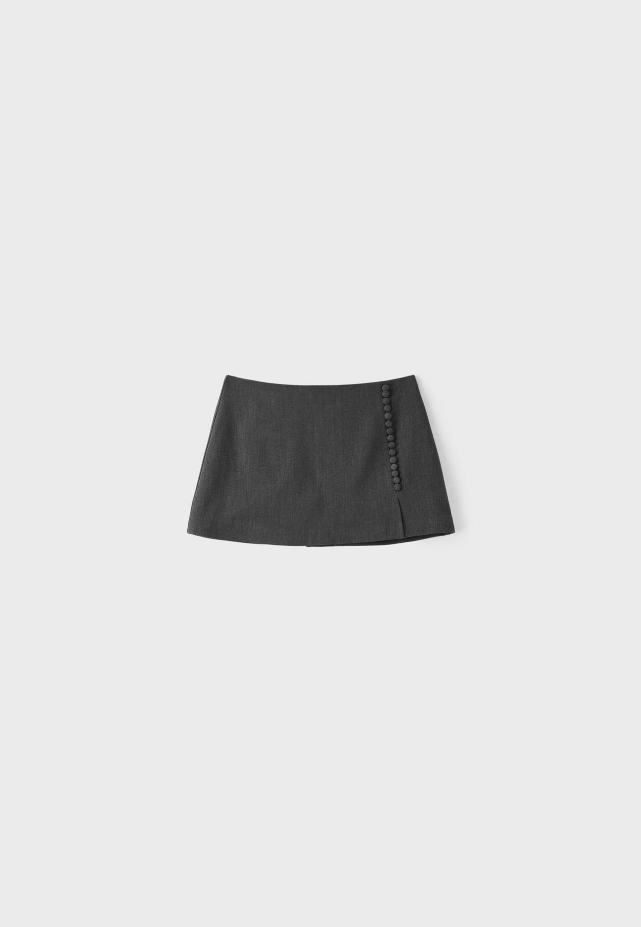 Button-detail smart mini skirt — Dark grey