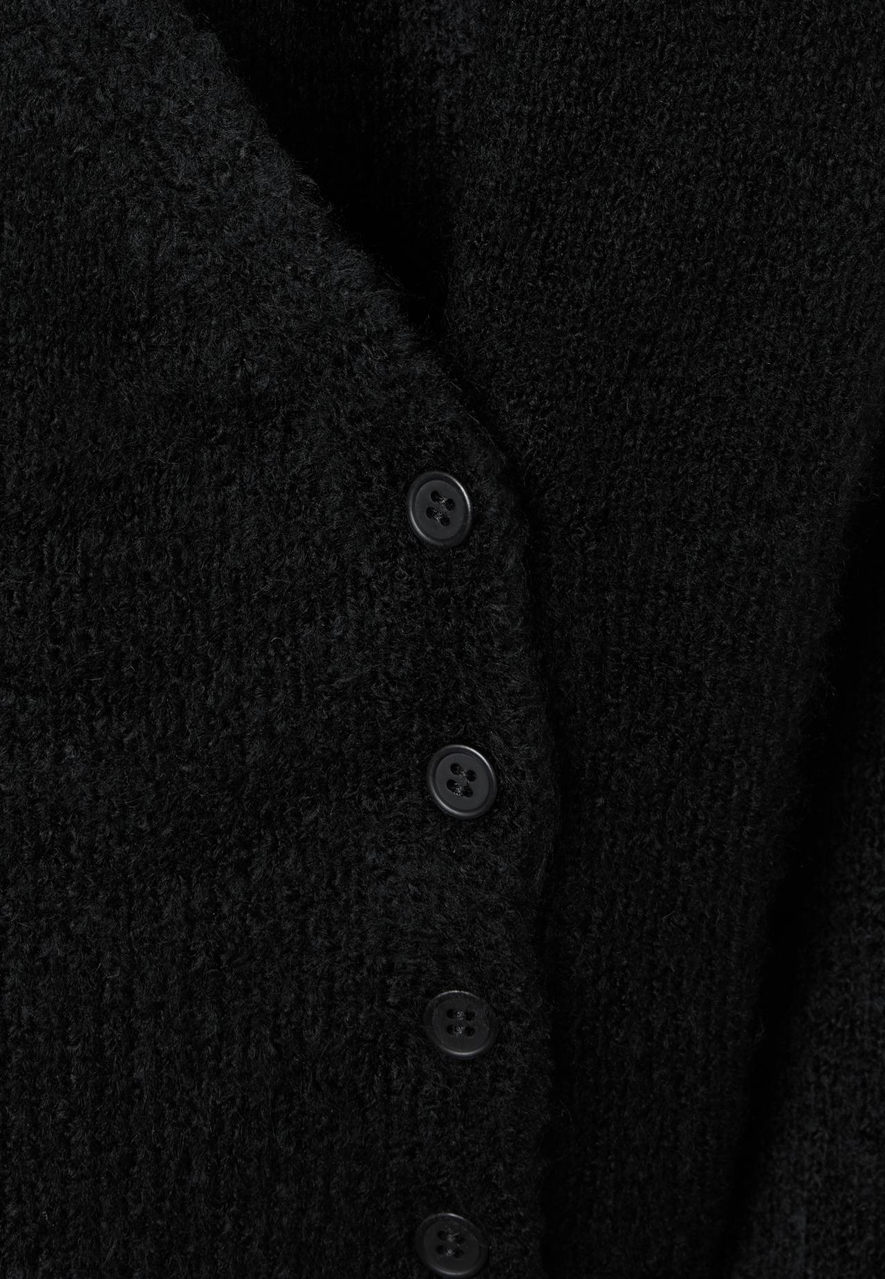 Cross-over button knit cardigan — Black