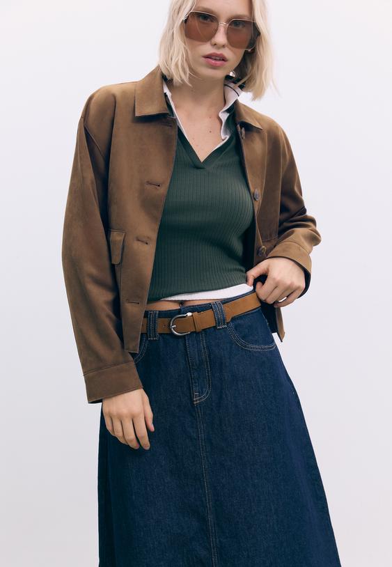 cazadora bolsillos efecto ante