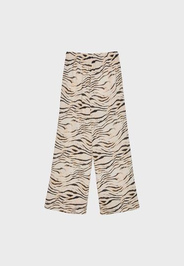 Straight-leg linen-effect trousers — Beige 8