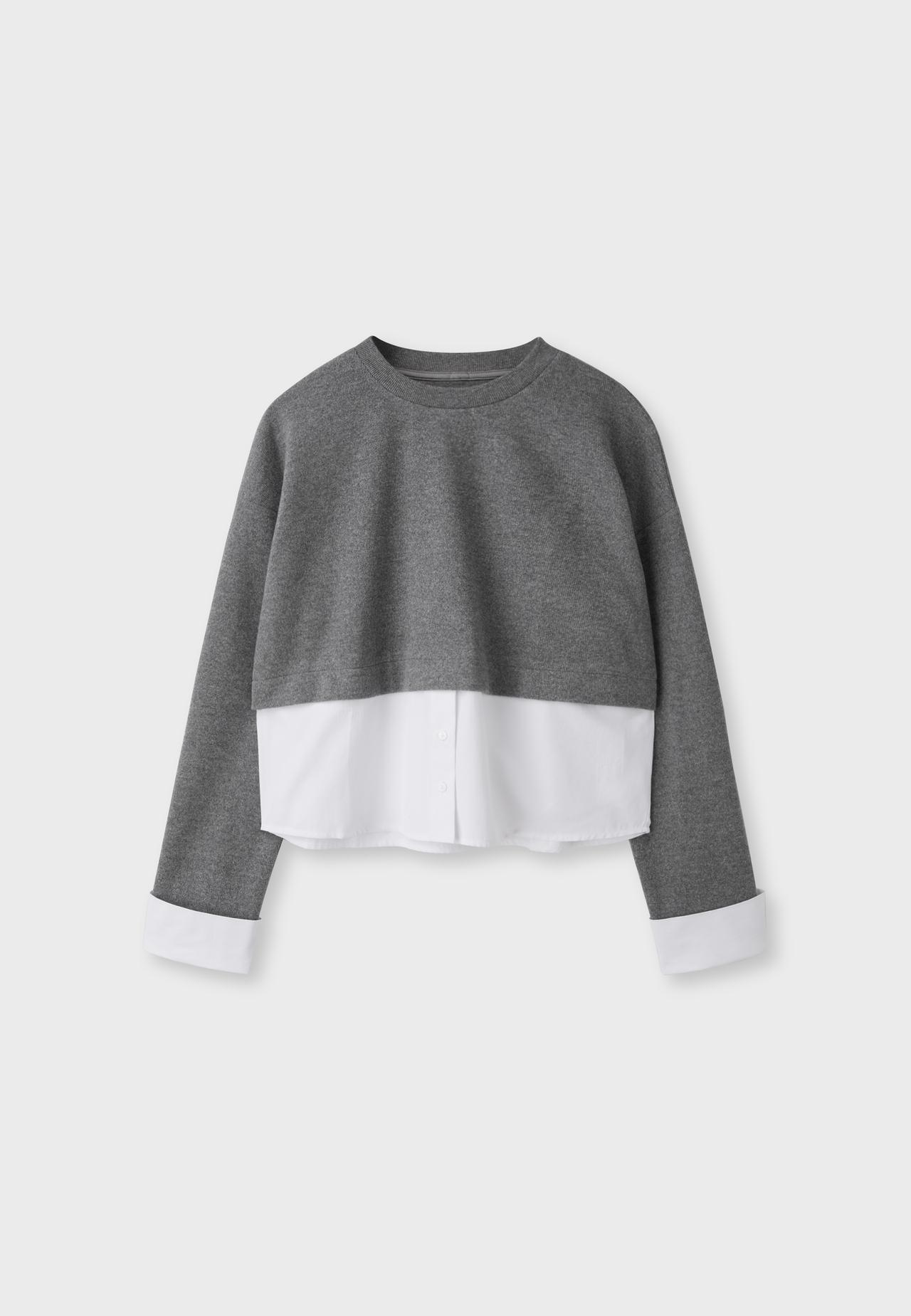 Mixed-fabric jumper — Dark grey