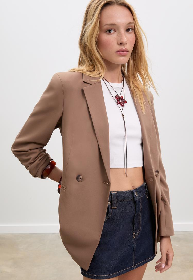 slim fit double breasted blazer