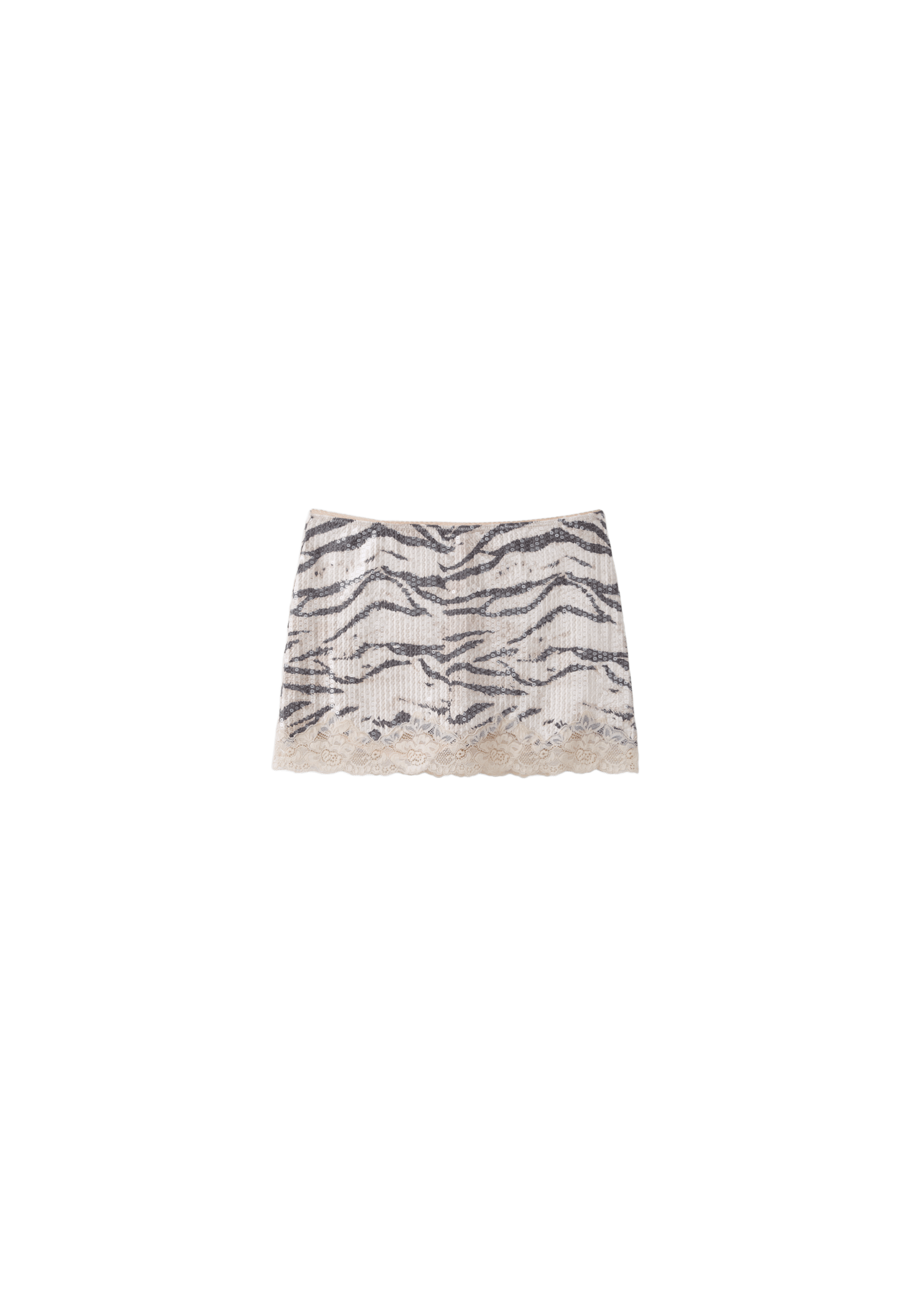 Animal print sequin mini skirt — Beige