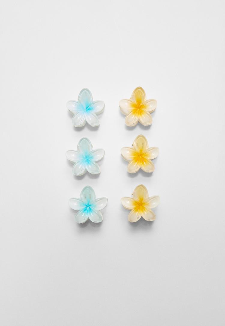 set 6 mini fermagli a fiore