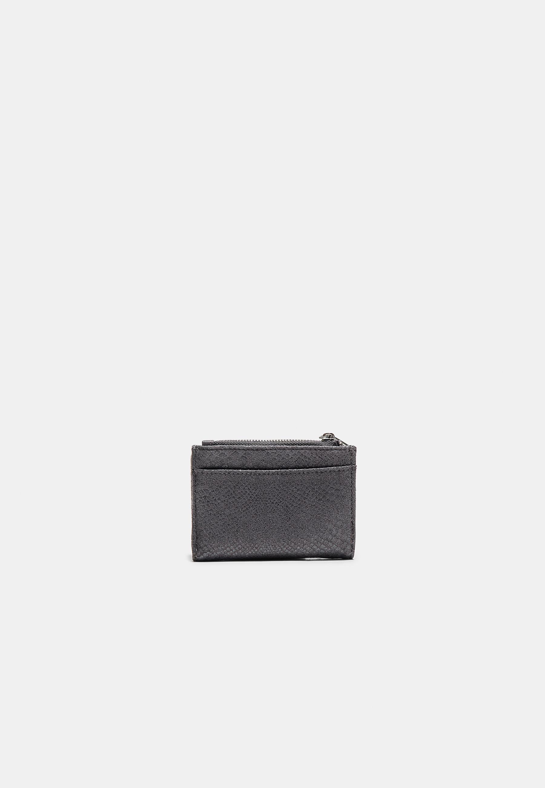 Snakeskin print card holder purse — Dark grey
