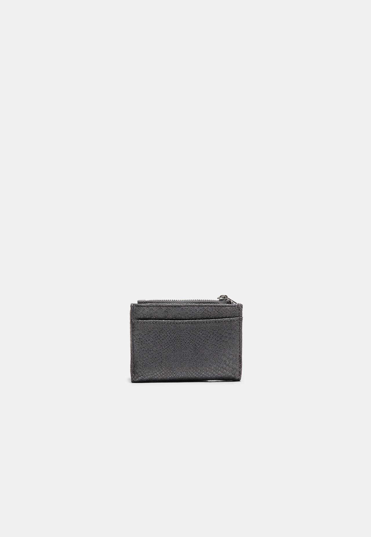 Snakeskin print card holder purse — Dark grey