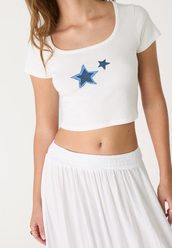 camiseta crop estampado